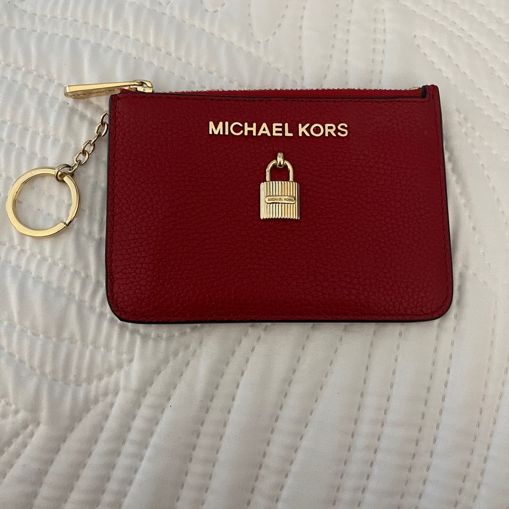 Michael Kors Red Leather Keychain Wallet - Picture 2 of 5